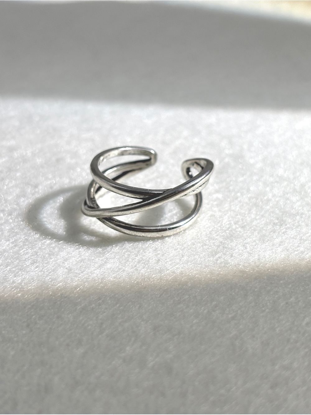 Crisscross Open Ring - Silver Plated